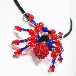Halloween Spider Necklace, Spooky, Beaded Jewelry, Costume Accessory, Go…
